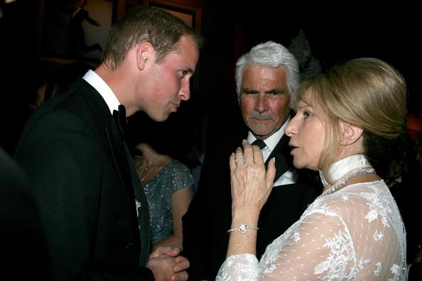 (L-R) Prince William, Duke of Cambridge, James Brolin and Barbra Streisand attend the BAFTA 
