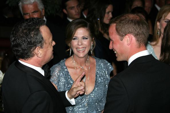 Prince William, Duke of Cambridge (R), Tom Hanks and Rita Wilson attend the BAFTA 