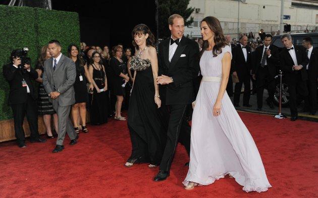 Prince William and Kate, the Duke and Duchess of Cambridge, arrive at the inaugural BAFTA Brits to Watch 2011 event at the Belasco Theater in Los Angeles, Saturday, July 9, 2011. (AP Photo/Chris Pizze