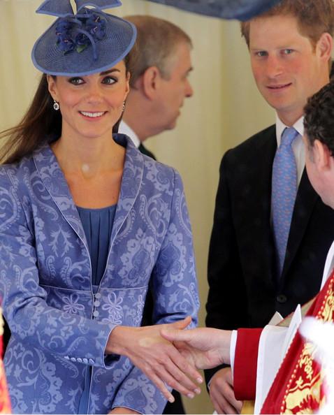 Kate Middleton Prince William, Duke of Cambridge and Catherine, Duchess of Cambridge arrive at Windsor Castle to attend a Sunday church service marking the 90th birthday of Prince Philip, Duke of Edinburgh.