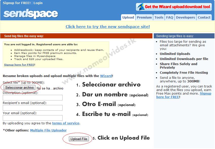Tutorial subir videos y archivos a sendspace.com Tutorial subir videos y archivos a sendspace.com