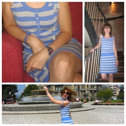 Blue & Grey Striped Dress