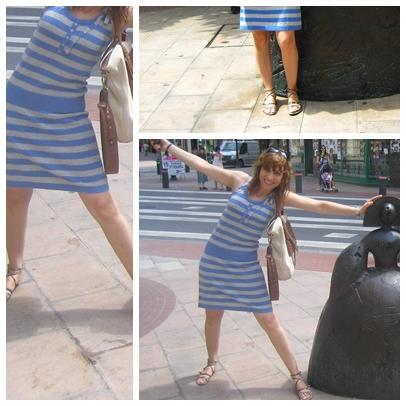 Blue & Grey Striped Dress