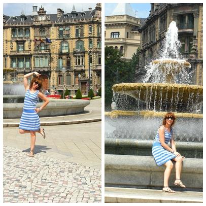 Blue & Grey Striped Dress