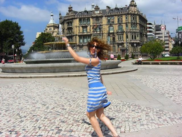 Blue & Grey Striped Dress