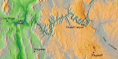 Mapa de relieve del Gran Cañón del Colorado