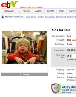Pone a la venta en eBay... a sus hijos
