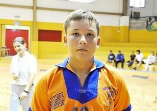 Juan Daniel Hernández (CL Maninidra)  y Marcos Segura (CL Maspalomas) campeones 2011 de lucha canaria en Gran Canaria Cadete por pesos