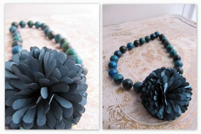 Collar de cuentas naturales con flor. Visita besodedesayuno... CoMPLeMeNTo PeRFeCTo nº8: Azul.