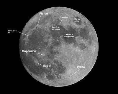 La Luna: Como verla por telescopio mapa lunar