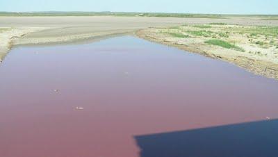 Lago teñido de  color sangre