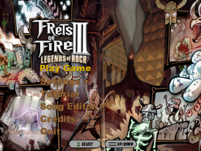 Frets on Fire es un juego similar al conocido Guitar Hero, de modo que el jugador simula el acto de tocar una guitarra.