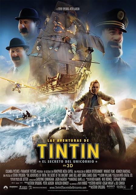 Póster oficial español de 'Las aventuras de Tintín: El Secreto del Unicornio'
