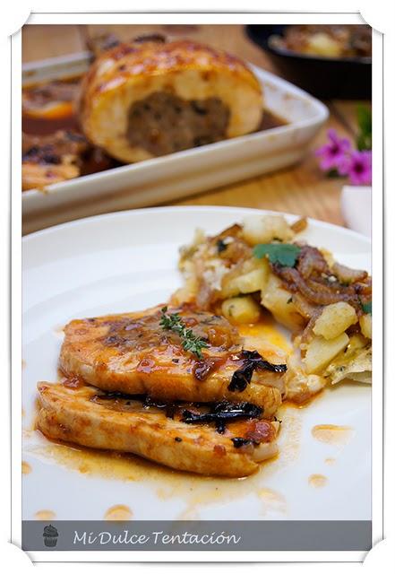 Pularda Trufada con Frittata de Patatas y Cebollas caramelizadas Pularda Trufada con Frittata de Patatas y Cebollas caramelizadas