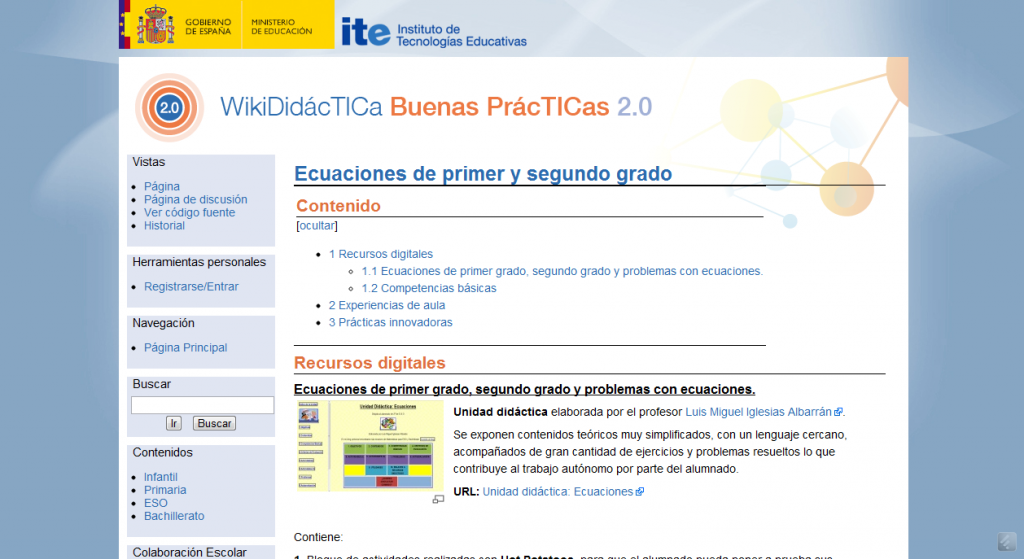 WikiDidácTICa BP 2.0, almacén de recursos digitales. WikiDidácTICa Buenas PrácTICas 2.0 - Ecuaciones - Luis M. Iglesias