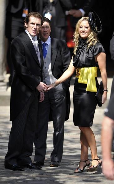 Irish jockey AP McCoy (L)  and an unidentified guest arrives for the Royal wedding of Zara Phillips and Mike Tindall at Canongate Kirk on July 30, 2011 in Edinburgh, Scotland. The Queen's granddaughter Zara Phillips will marry England rugby player Mike Tindall today at Canongate Kirk. Many royals are expected to attend including the Duke and Duchess of Cambridge.