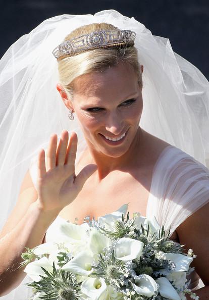 Zara Philips leaves Canongate Kirk on the afternoon of her wedding to Mike Tindall on July 30, 2011 in Edinburgh, Scotland. The Queen's granddaughter Zara Phillips will marry England rugby player Mike Tindall today at Canongate Kirk. Many royals are expected to attend including the Duke and Duchess of Cambridge.