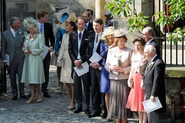 Zara Phillips and Mike Tindall are married at Canongate Kirk before members of the royal family.