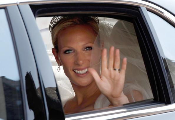 Zara Phillips arrives back at The Palace of Holyroodhouse after her marriage to Mike Tindall on July 30, 2011 in Edinburgh, Scotland. The Queen's granddaughter Zara Phillips married England rugby player Mike Tindall today at Canongate Kirk. Many royals attended including the Duke and Duchess of Cambridge.