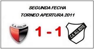 Colón:1 - All Boys:1 (Fecha 2°) Colón:1 - All Boys:1 (Fecha 2°)