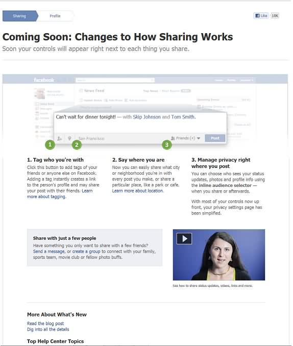 Un avance sobre la nueva configuración de privacidad de Facebook, Posts y Etiquetas