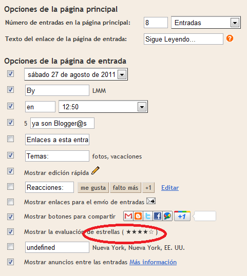 Cómo colocar Valoración de estrellas en las entradas de tu blog