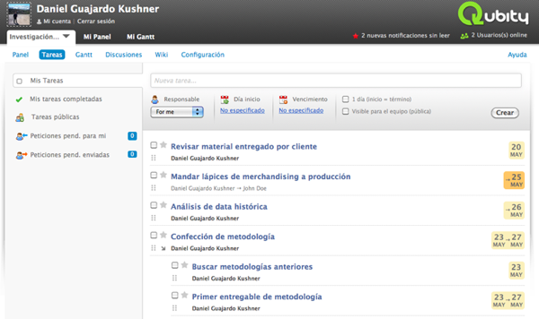Qubity: Colaboración bien hecho Pantalla de Qubity