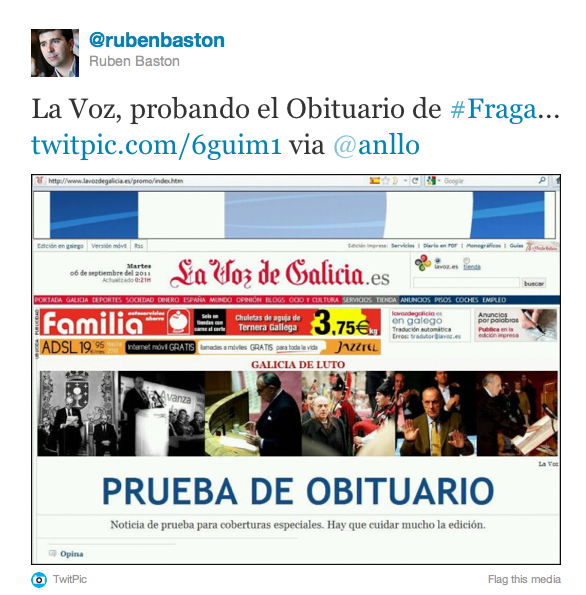 twit 1 La Voz de Galicia y el obituario de Manuel Fraga