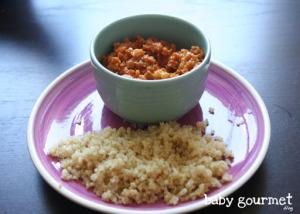 Dhal de lentejas rojas con leche de coco y quinoa (cena/comida a partir de 12 meses)