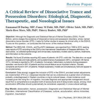 Revisión crítica de Trastornos Disociativos - During y col.