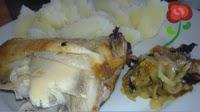 Pollo al horno con crema de champiñones