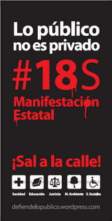 El #18-S salgamos a la calle, en defensa de los servicios públicos, antes de que sea demasiado tarde. El #18-S salgamos a la calle, en defensa de los servicios públicos, antes de que sea demasiado tarde.