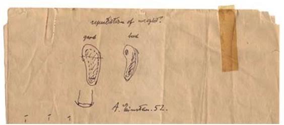 Zapatos Einstein Boceto con los zapatosd diseñados por Einstein