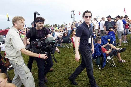 Christian Bale y Terrence Malick filmando en Austin