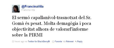 francina-vila-desliz Malas prácticas de los políticos en la red IV: hacer juicios de valor peyorativos a tus rivales políticos, el caso de Francina Vila