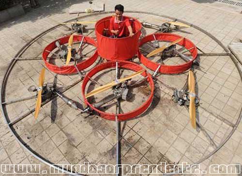 Una rueda voladora hecha con 8 motores de motocicleta…(video)