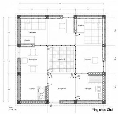 Plano arquitectónico Casa económica modular prefabricada
