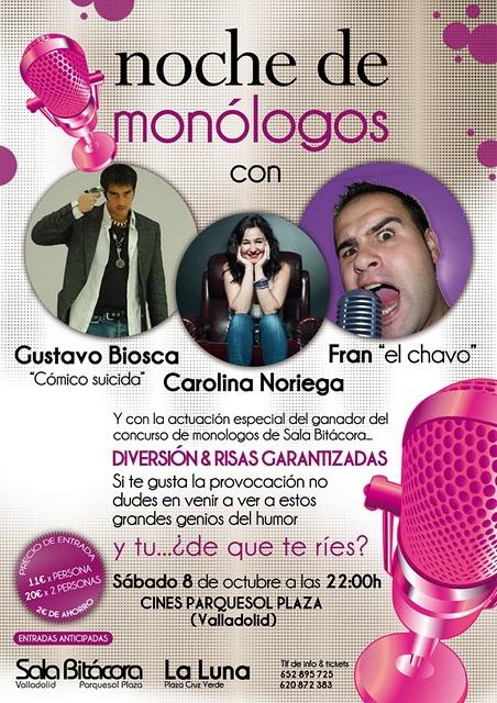 Noche de monólogos en Valladolid con Carolina Noriega, Fran el Chavo y el Cómico Suicida Noche de monólogos en Valladolid con Carolina Noriega, Fran el Chavo y el Cómico Suicida