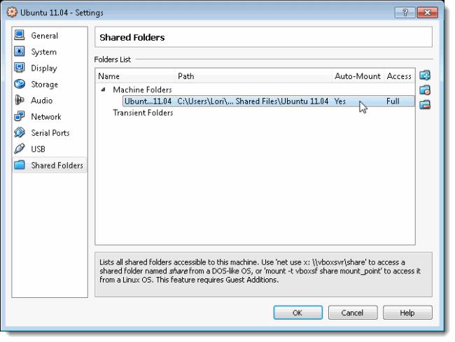 Acceso a carpetas compartidas en un VirtualBox en una Maquina Virtual con Ubuntu 11.04