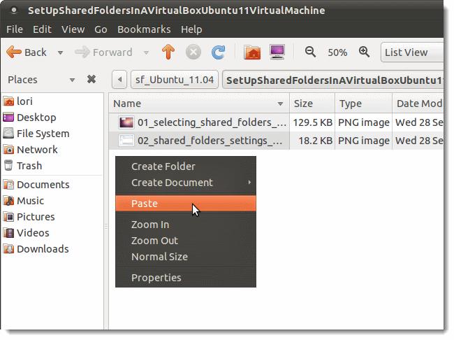 Acceso a carpetas compartidas en un VirtualBox en una Maquina Virtual con Ubuntu 11.04