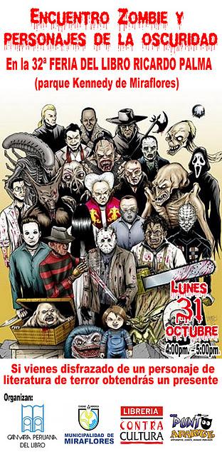 Encuentro Zombie y personajes de la oscuridad este 31 de octubre en la 32 feria del libro Ricardo Palma