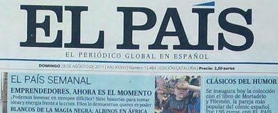 Portada El País 28 de agosto de 2011 Portada El País 28 de agosto de 2011