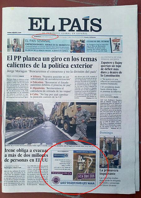 Portada El País 28 de agosto de 2011 Portada El País 28 de agosto de 2011