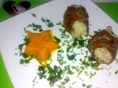 Capazos de ternera a la cubana y compota de zanahoria Capazos de ternera a la cubana y compota de zanahoria