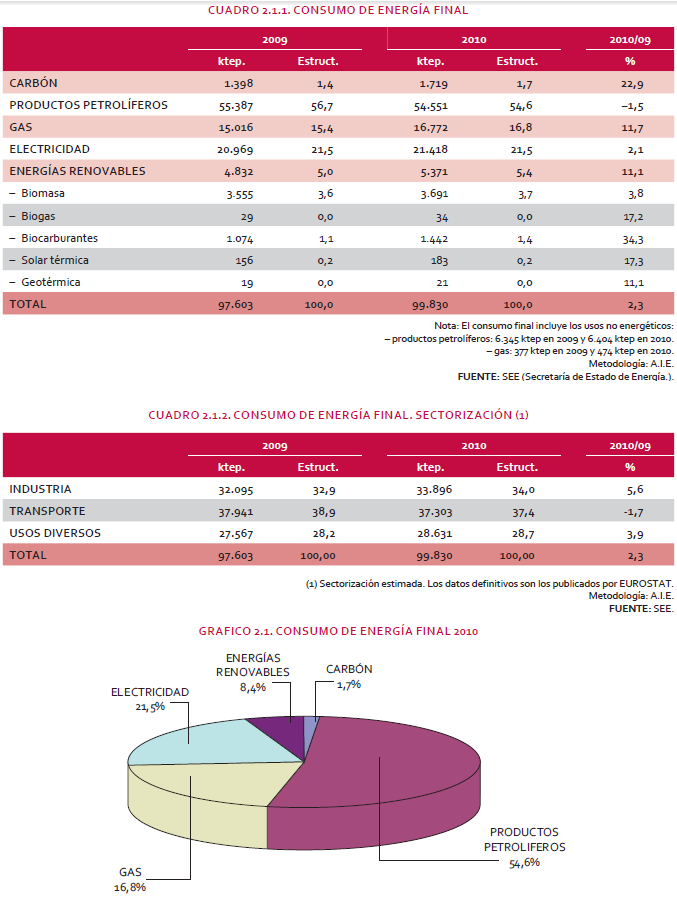 Industria publica informe del sector energético en España 2010