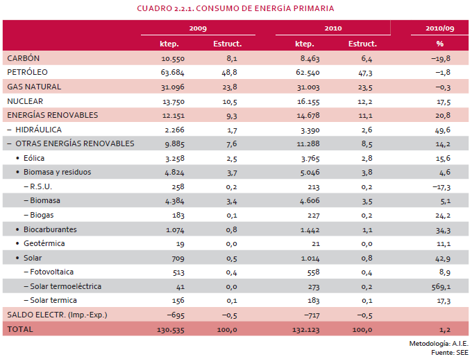 Industria publica informe del sector energético en España 2010