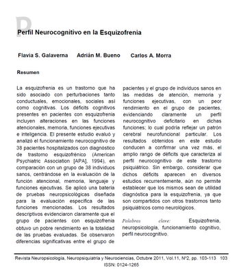 Perfil Neurocognitivo en la Esquizofrenia - Galaverna y col.