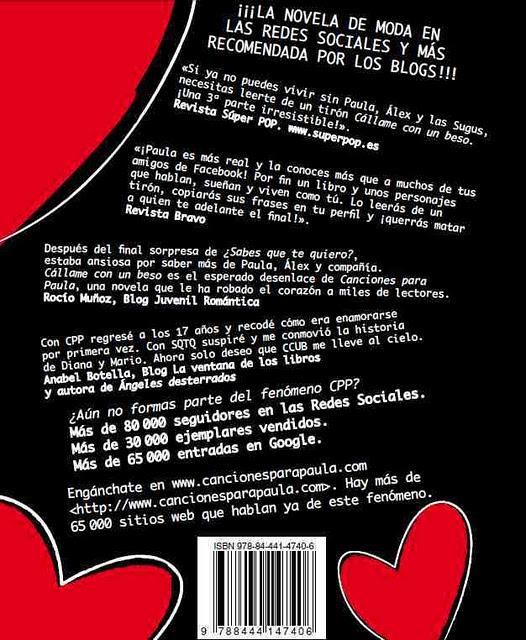 Fecha de salida y contracubierta de Cállame con un beso Fecha de salida y contracubierta de Cállame con un beso