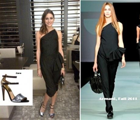 Olivia Palermo eligió vestido de Armani y sandalias de Zara para la inauguración del Hotel Armani en Milán