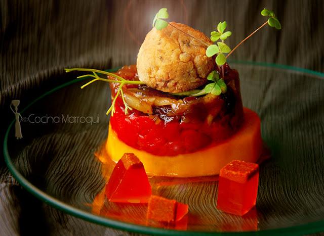 Falsa tajine de boulettes de sardinas con Tacktouka, T´Faya y M'hammer Falsa tajine de boulettes de sardinas con Tacktouka, T´Faya y M'hammer